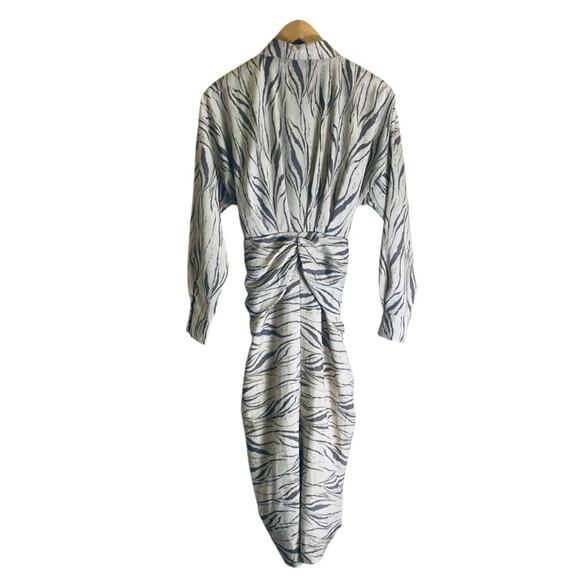 DO+BE Silver Ruched Long Sleeve Dress Animal Print Sz M - Picture 8 of 16